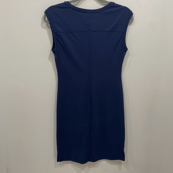 LOLE Dress Size XS Navy Blue Pullover VNeck Sleeveless Cotton Blend Knee Length - Picture 1 of 9
